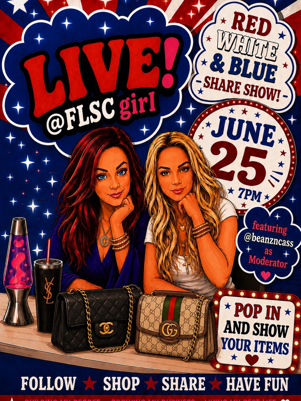 LIVE - Red, Blue, White Share Show